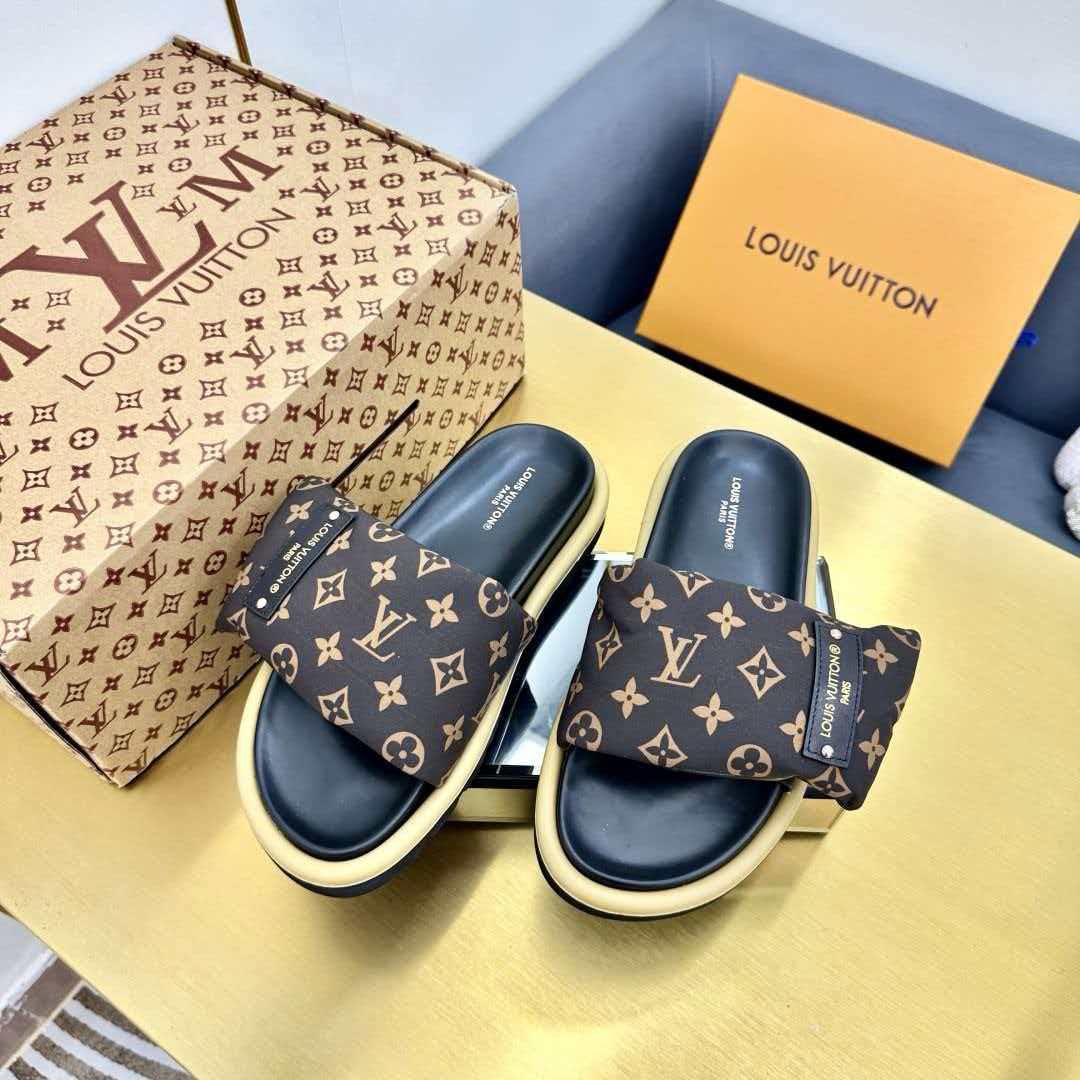 brown lv sandals