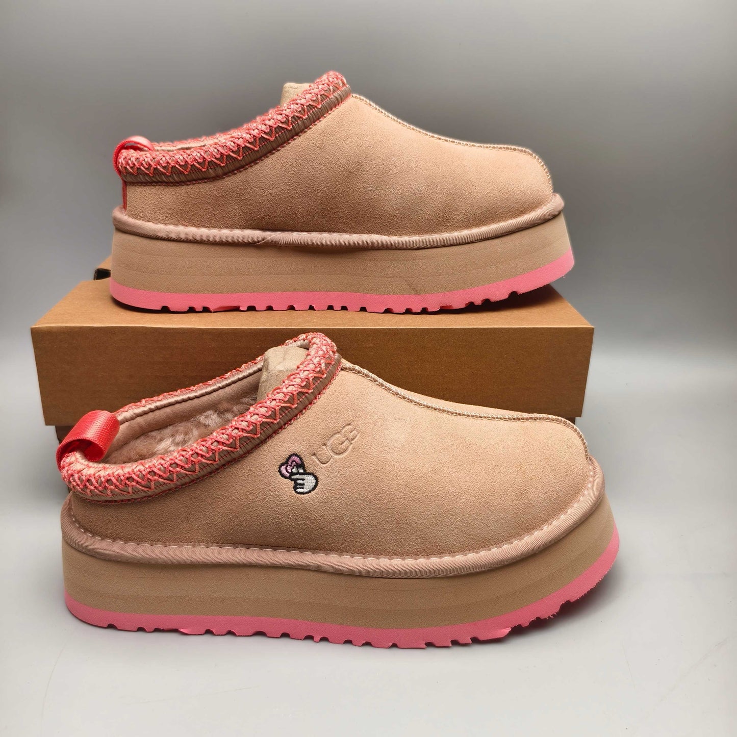 brown/pink luxury slippers