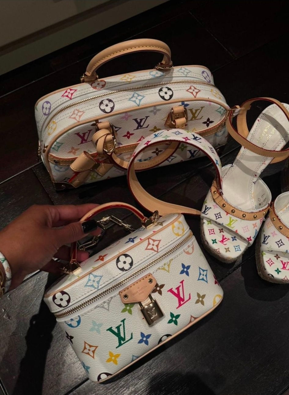 lv luxury rainbow shoe set